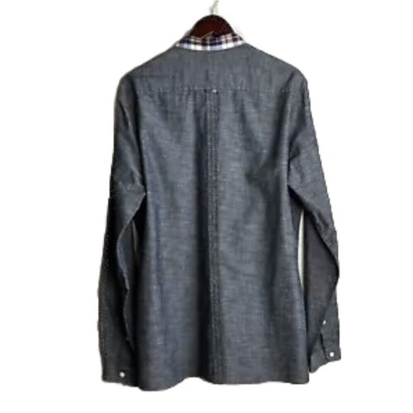 Fred Perry Button Down Shirt Men's Large Slim Fit Gray Plaid Check Collar Adult - Picture 8 of 10